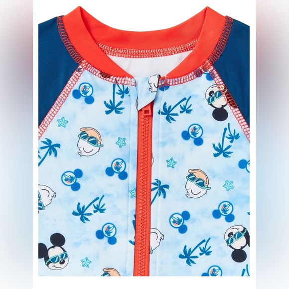 2/$20 Disney Mickey Mouse Baby One Pc Swimsuit with Rash guard (NWT) Size: 0-3M - Picture 2 of 3